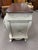 Late 20th Century White Bombay Style Chest of Drawers Dresser, Floral Print, Finished Woodgrain Top, 4 Drawers, Carved For Sale - Image 4 of 12