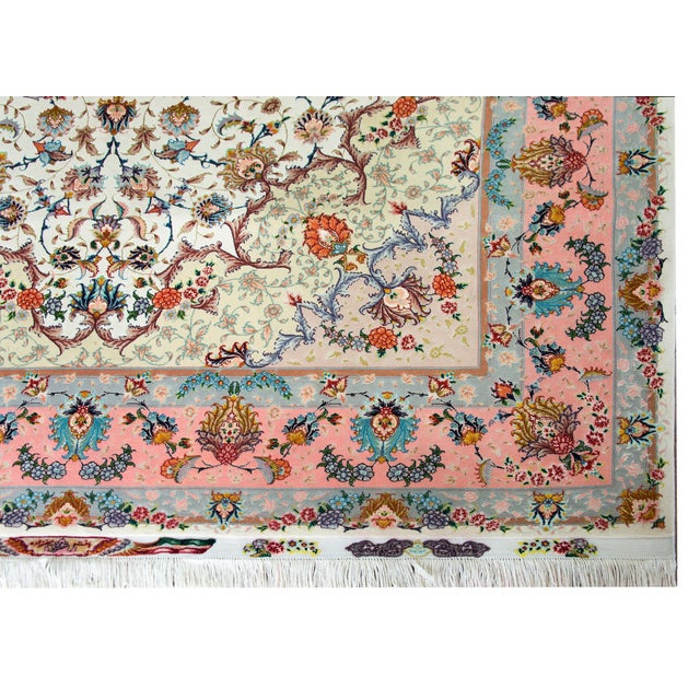 Persian Vintage Silk Persian Tabriz Rug For Sale - Image 3 of 15