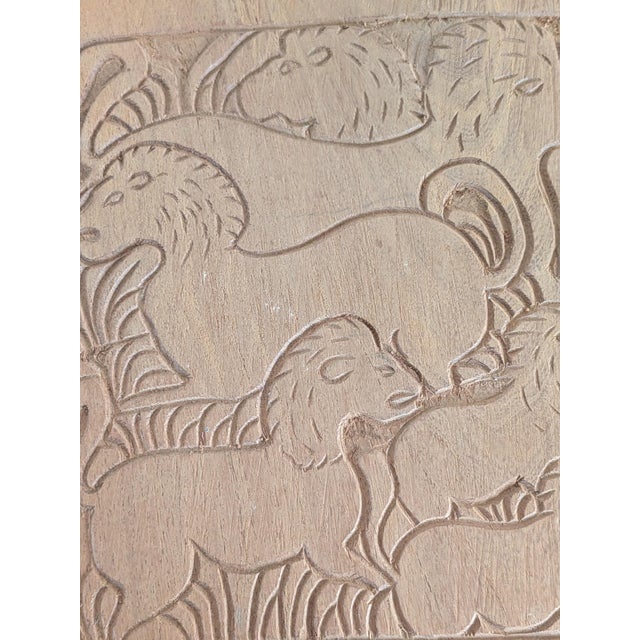 Hand Carved Folk Art Cutting Board Lion Motif For Sale - Image 4 of 5