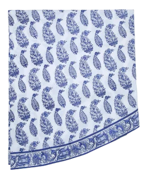 Malabar Multi-Paisley Round Tablecloth, 90-inch - Deep Blue