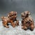 Late 20th Century Pair of Boxwood Carved “Ruyi Lion” Statues – Auspicious Chinese Wood Sculpture Set For Sale - Image 9 of 9