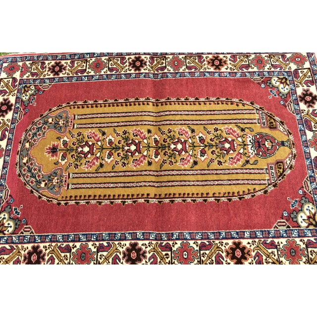 1960s Vintage Turkish Floral Desing Red Handmade Kayseri Rug For Sale - Image 4 of 12
