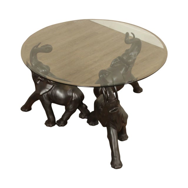Contemporary Trio of Elephants Brass & Glass Center Table For Sale - Image 13 of 13