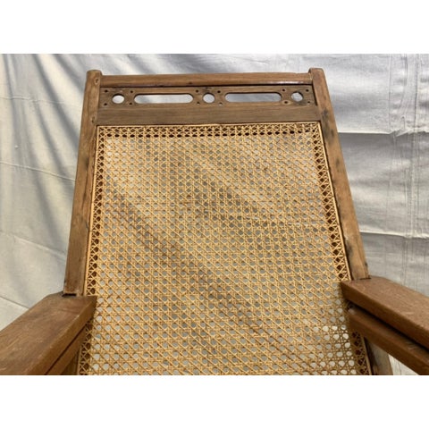 Early 20th Century 19th Century Antique Anglo-Indian Caned Planter's Chair With Extendable Leg Rests For Sale - Image 5 of 5
