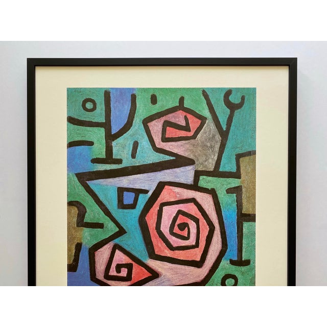 This Paul Klee rare vintage 1986 fine art lithograph print custom framed Modernist poster " Heroische Rosen " 1938, is a...