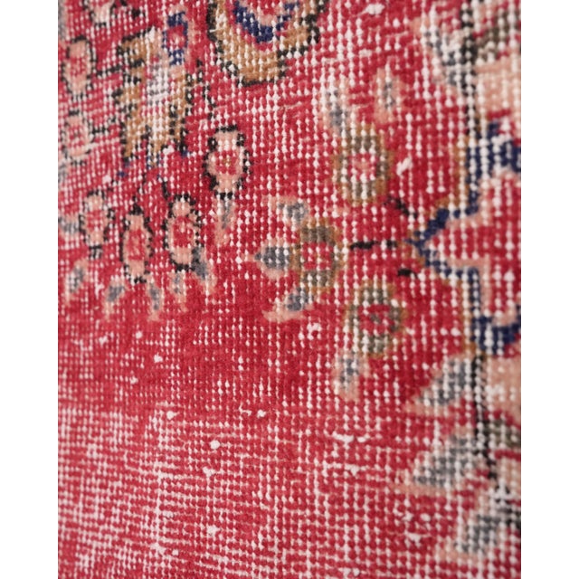 1970s Vintage Turkish Handmade Wool Cotton Red Runner Rug For Sale - Image 4 of 11