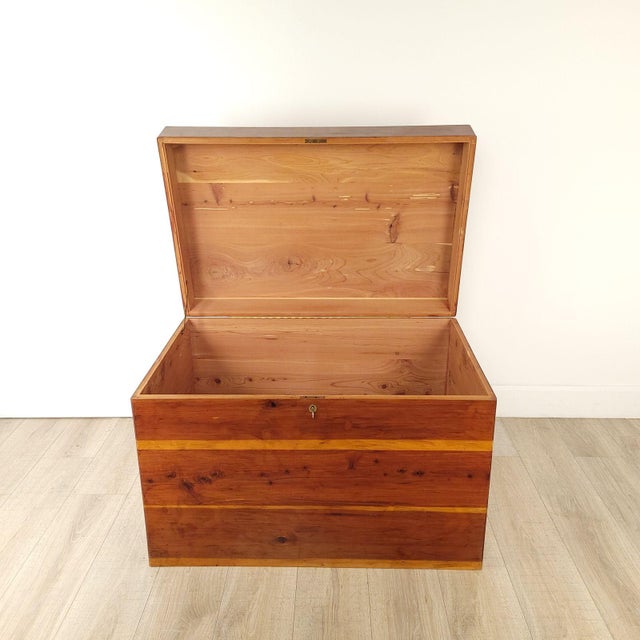 Brass Mounted Camphor Campaign Trunk, Vintage For Sale - Image 4 of 9