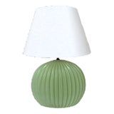 Mid Century Modern Table Lamp Green Melon Style C. 1960s For Sale