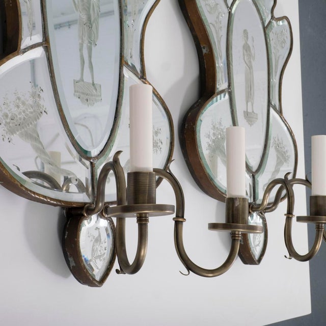 Pair of 19th Century Venetian Mirror Wall Sconces For Sale - Image 14 of 16