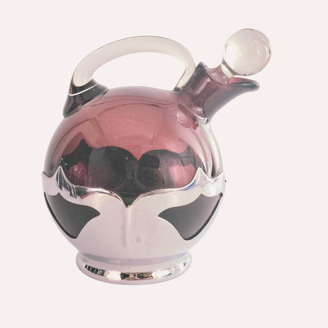 Art Deco Farber Bros Amethyst Glass Decanter and Cordial Set, 1930s, 7.5" For Sale - Image 15 of 16