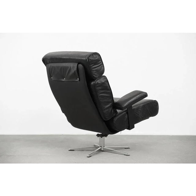 Mid-Century Modern Vintage German Office Swivel Leather Easy Chair, 1960s For Sale - Image 3 of 11