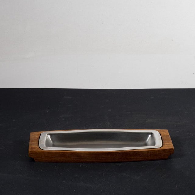 Postmodern Steel and Wood Tray from Viners of Sheffield, England, 1980s For Sale - Image 3 of 7