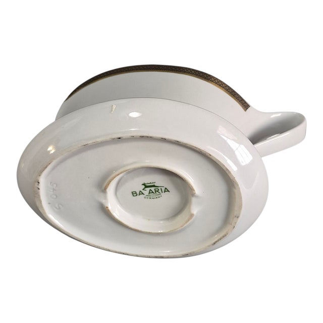 Ceramic Elegant Vintage Art-Deco Bavaria Germany Fine Porcelain Gilded Gravy Boat For Sale - Image 7 of 9