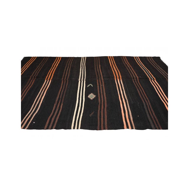 Vintage Large Dark Brown Kilim Rug - 8`0″ X 11`2″ For Sale - Image 4 of 6