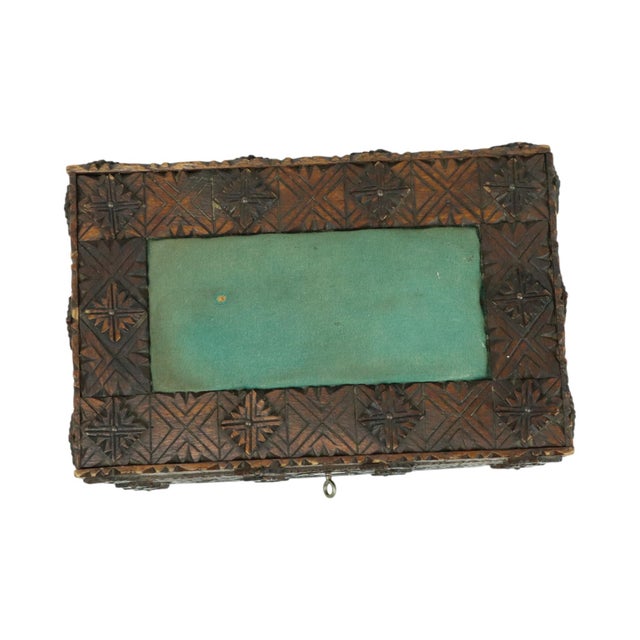 Vintage Wooden Sewing Box, 1928 For Sale - Image 9 of 12
