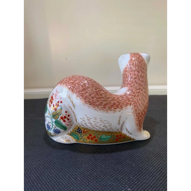 Mid-Century Modern Vintage MCM Royal Crown Derby Porcelain Stoat Figurine For Sale - Image 3 of 4