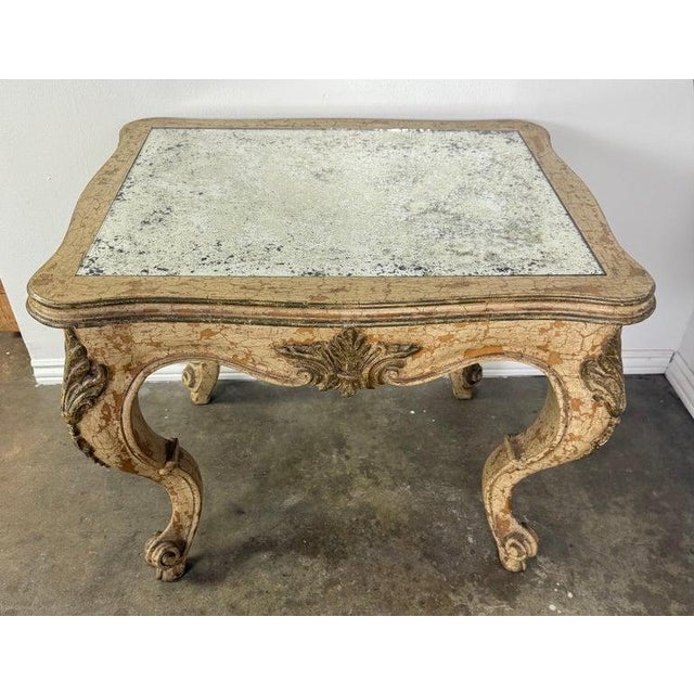 Mid-Century Modern Antique Continental Giltwood Coffee Table With Original Foxed Mirror For Sale - Image 3 of 15