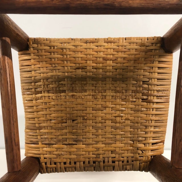 Antique Shaker Style Oak Child’s Chair With Rush Seat. For Sale - Image 9 of 12