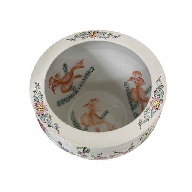 Chinoiserie Vintage Chinoiserie Floral Fishbowl Planter For Sale - Image 3 of 5