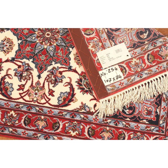 Hand-Knotted Middle Eastern Rug in Wool & Silk For Sale - Image 6 of 8