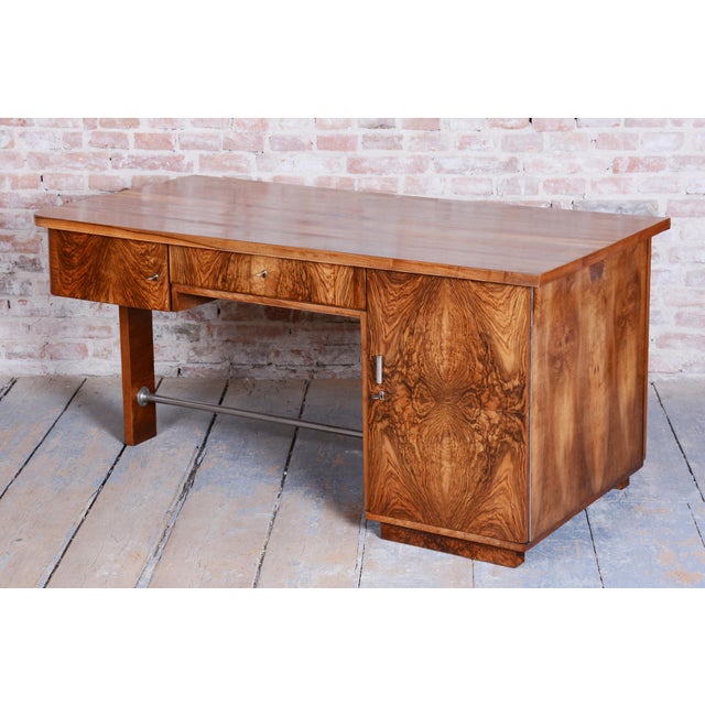 Art Deco Walnut Writing Desk from Up Závody, Czech, 1930s For Sale - Image 13 of 18