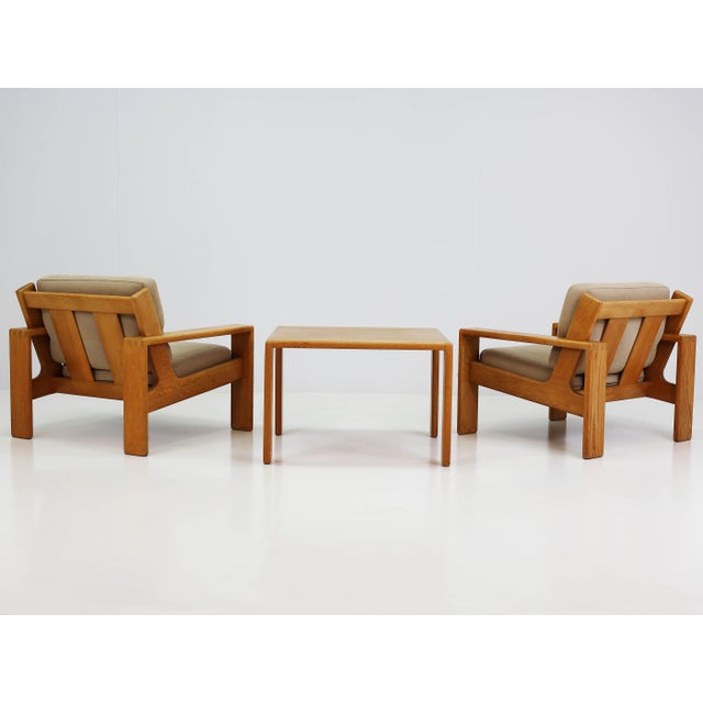 1960s Bonanza Armchairs and Coffee Table in Oak by Esko Pajamies for Asko, Finland, 1966, Set of 3 For Sale - Image 5 of 18