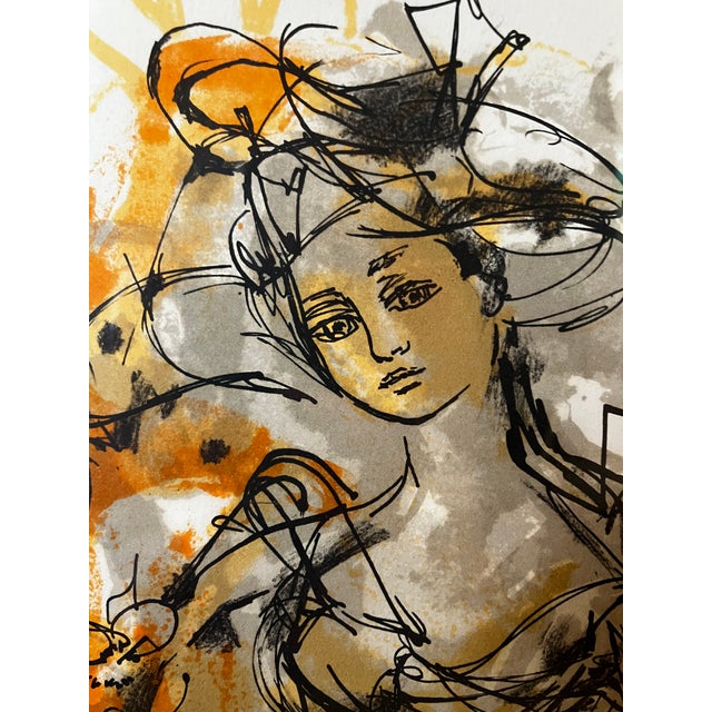 1960s 1960s Mid-Century Modern Seated Female Abstract Lithograph by Madeline Sallier – Signed & Numbered For Sale - Image 5 of 18