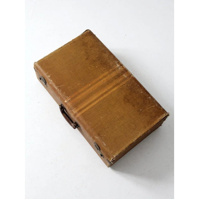 Mid 20th Century Vintage Striped Suitcase For Sale - Image 5 of 11