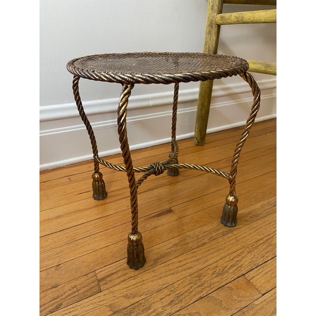 Vintage 1960s Gilt Italian Rope Table For Sale - Image 4 of 12