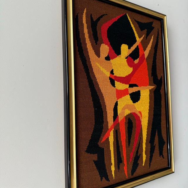 Mid-Century Modern Mid-Century Modern Dancers Framed Needlepoint For Sale - Image 3 of 7