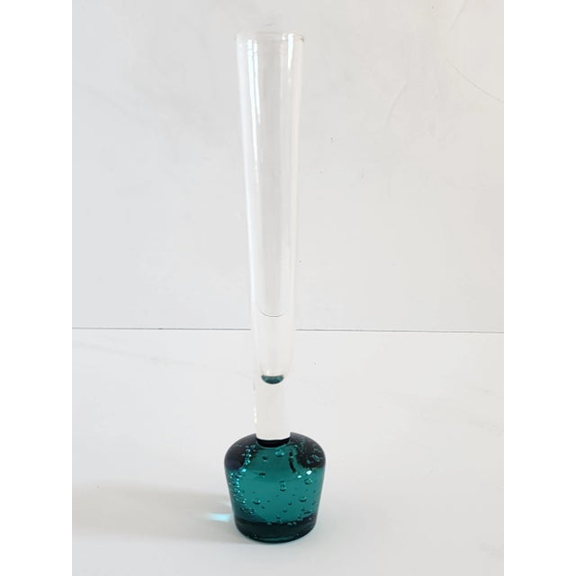Mid Century Homelgaard Per Lutken Teal Blue Bud Vase For Sale - Image 4 of 11