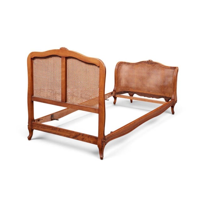 French Provincial Antique French Provincial Caned Bedframe For Sale - Image 3 of 6