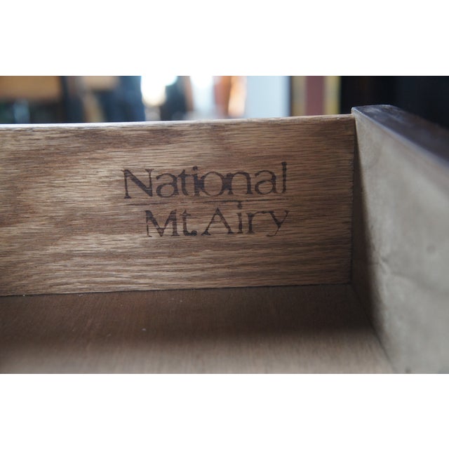 Mount Airy Furniture Company Late 20th Century National Mt Airy French Provincial Louis XV Walnut Writing Desk W Mirror & Light For Sale - Image 4 of 15