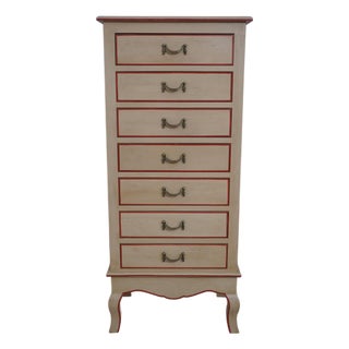1980s Italian Paint Decorated 7 Drawer Semanier Lingerie Chest For Sale