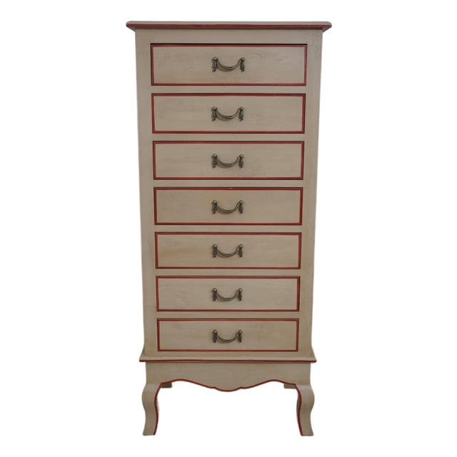 1980s Italian Paint Decorated 7 Drawer Semanier Lingerie Chest For Sale