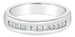 Princess Cut Channel Set Wedding Band .84cttw 14k White Gold, Size 7