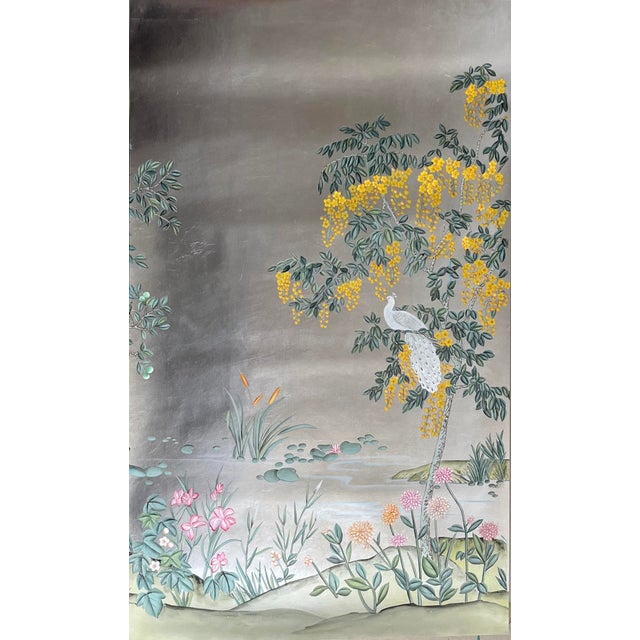 If you love the look of De Gournay wallpaper but not the price, this is for you. Silver Metallic Hand-Painted Wallpaper,...
