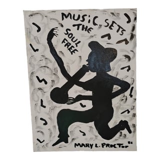 Music Sets the Soul Free Mixed Media Painting For Sale
