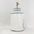 Vintage Hand Painted Tole Tea Caddy Lamp White Heraldic Crest Motif Table Lamp For Sale - Image 4 of 12