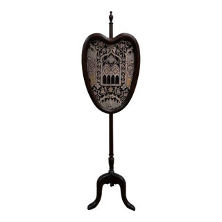 Vintage Gothic Revival or Victorian Revival Style Fireplace Screen Pole Screen For Sale
