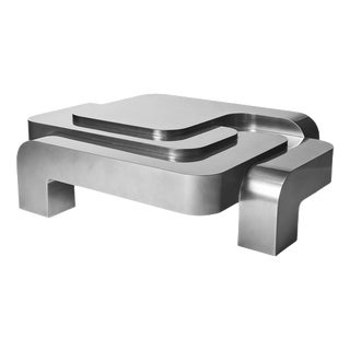 Automa Coffee Table in Liquid Metal Finish by Pietro Franceschini For Sale