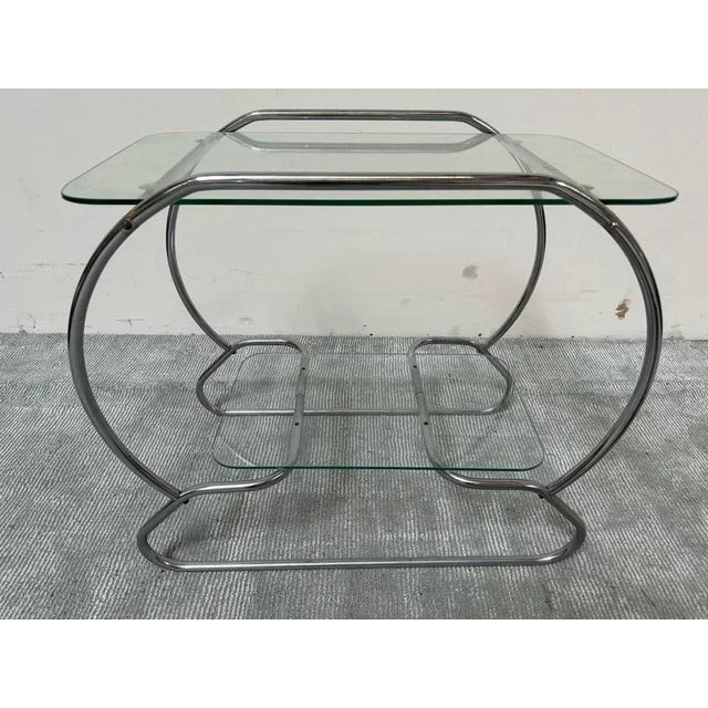 1930s Art Deco Machine Age Tubular Chrome Two Tier Table For Sale - Image 5 of 6