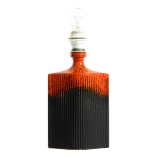 Ceramic Table Lamp in Red and Black by Kaiser Leuchten, 1960s For Sale