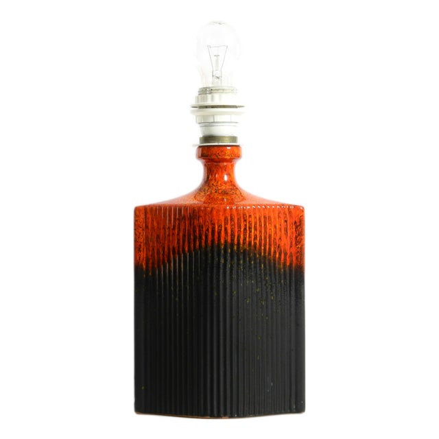 Ceramic Table Lamp in Red and Black by Kaiser Leuchten, 1960s For Sale