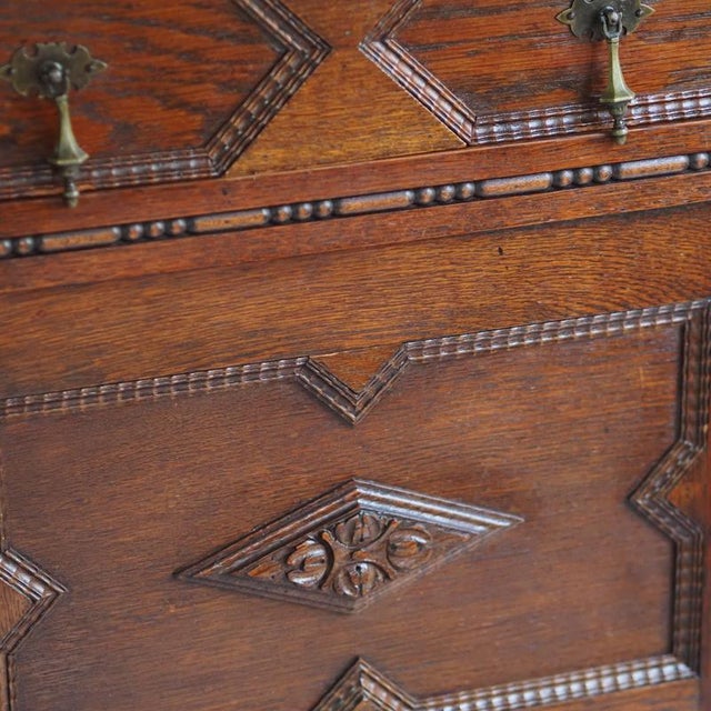 Jacobean Oak Sideboard with Mirror, 1920 For Sale - Image 3 of 12