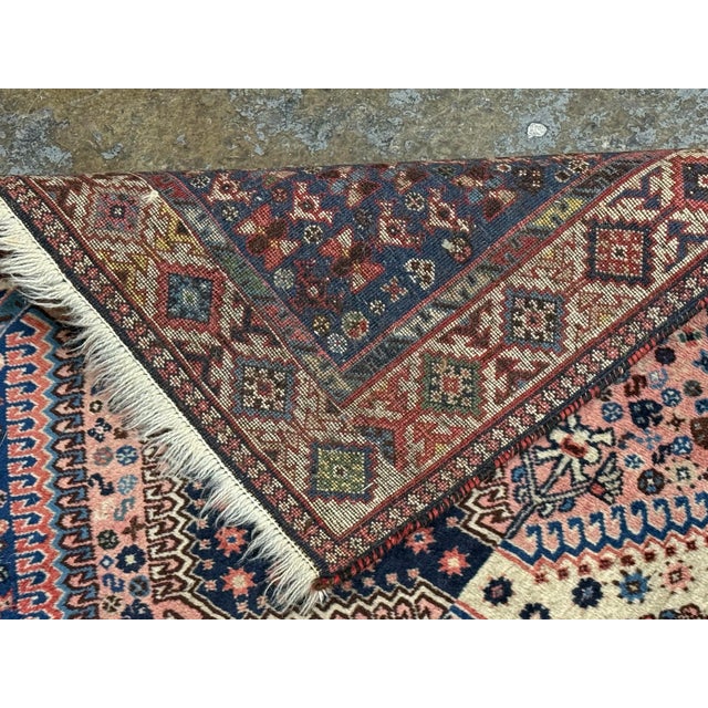 3ft 5in × 4ft 7in Hand-Knotted Wool Geometric Area Rug. Vintage For Sale - Image 12 of 12