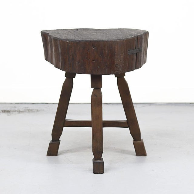 Rustic Rustic Farmhouse Wabi Sabi Oak Chopping Block or Side Table For Sale - Image 3 of 12