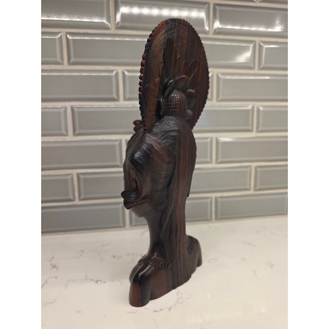 Wood Mid 20th Century Art Deco Balinese Modernist Macassar Ebony Portrait Bust Sculpture For Sale - Image 7 of 12