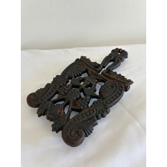 Black Vintage Cast Iron Grape and Vine Trivet For Sale - Image 8 of 8