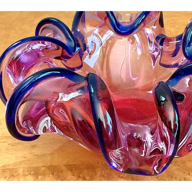Murano Pink and Blue Glass Bowl For Sale - Image 17 of 18
